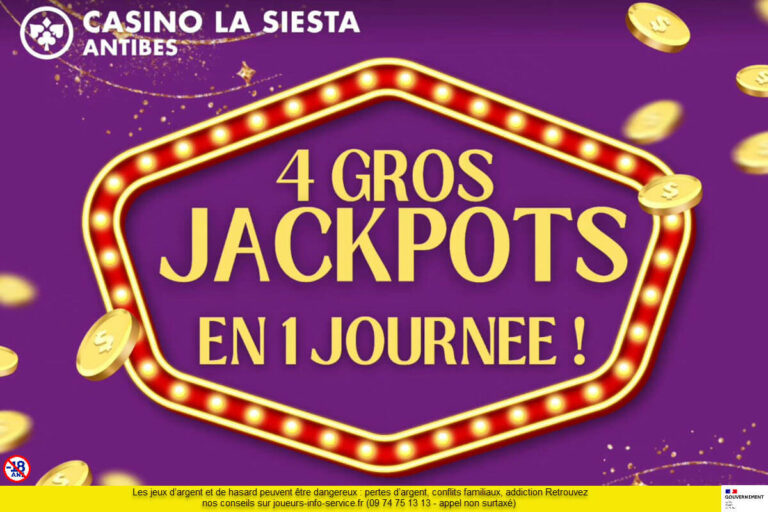 Casino d’Antibes : 4 jackpots remportés le même jour, 80 000€ de gains pour 4 joueurs